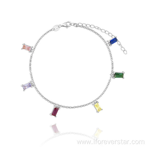Customized 925 Sterling Silver Colorful Jewelry Bracelet